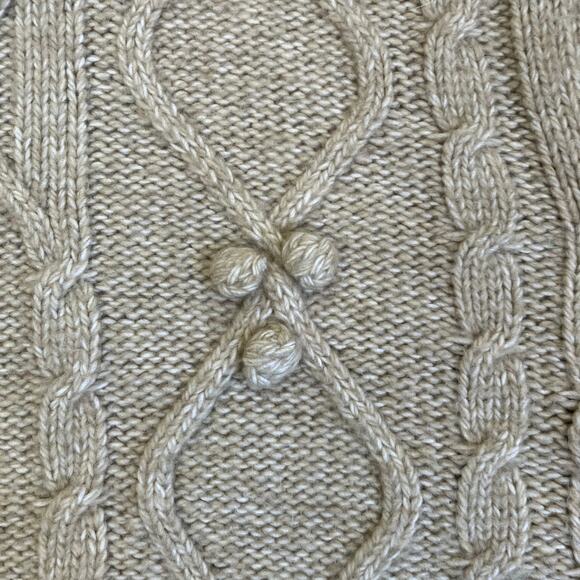 Cupcakes & Cashmere Sz XL Mock Neck Cable Knit Sweater Bobbles Heathered Oatmeal - Picture 11 of 16